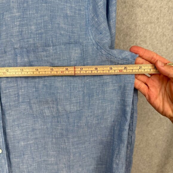 Just Jeans Womens 100% Linen Button Down Shirt Size 12 Blue Coastal Casual Beach - Picture 11 of 11